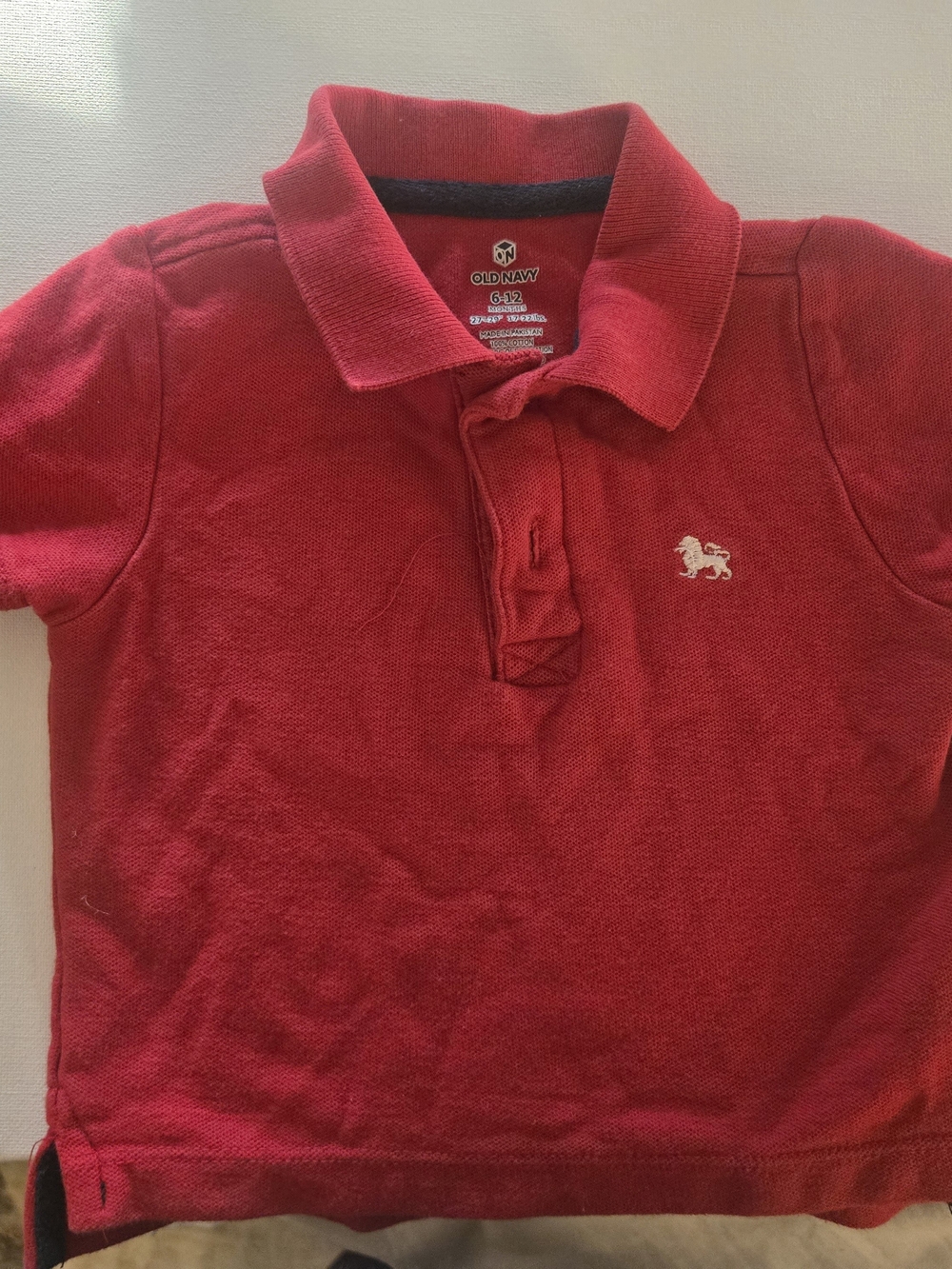 Old Navy Red Polo Shirt with Embroidered Lion